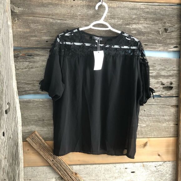Yoins NWT plus size 16 sheer shoulder top - Picture 1 of 5